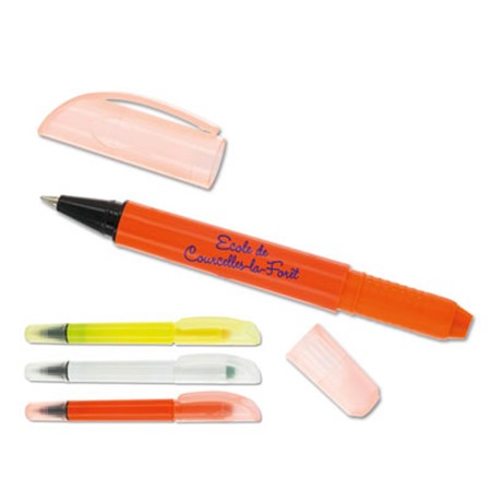 Stylo bille et surligneur gel personnalisé orange