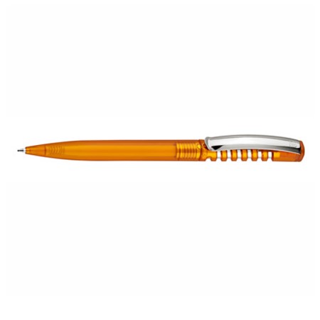 Stylo-bille new spring clear avec clip métal personnalisé orange