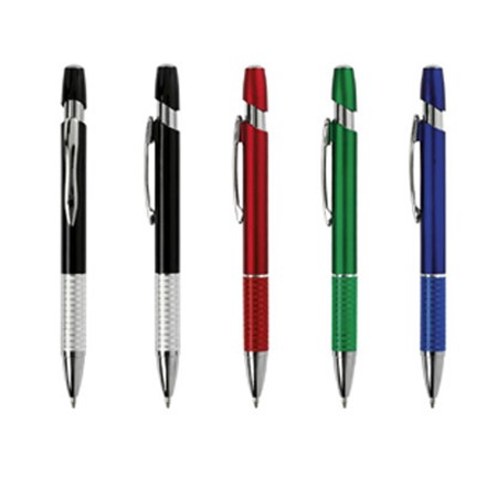 Stylo bille queen grip metalise 4 couleurs personnalisé argenté/vert