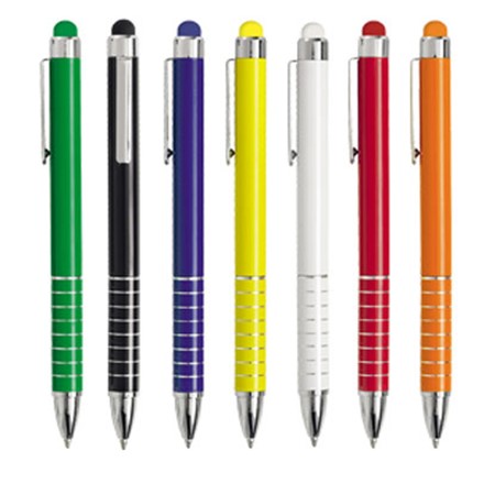 Stylo bille / stylet en aluminium personnalisé blanc