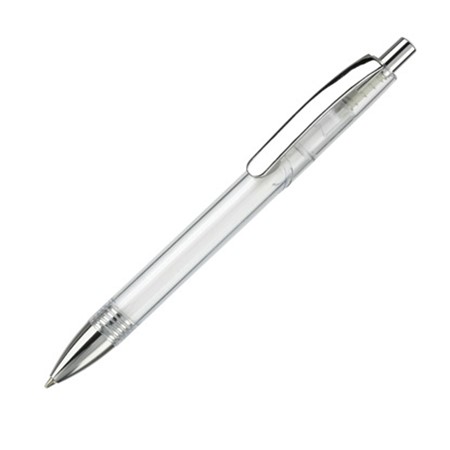 Stylo bille texas clip métal personnalisé blanc transparent