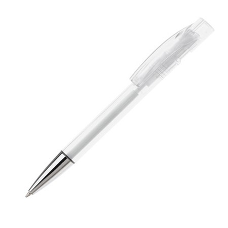 Stylo bille wega transparent metal tip personnalisé blanc transparent