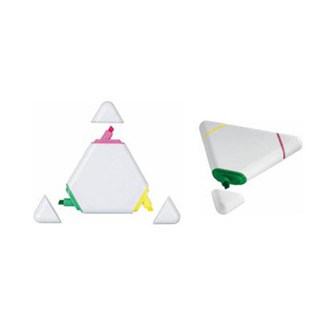 Surligneur triangle 3 couleurs personnalisé blanc