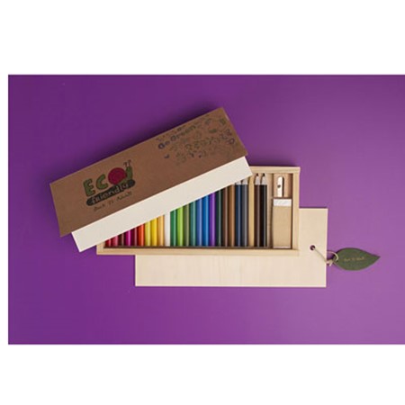 Woodywood - coffret de 25 crayons de couleur personnalisé naturel